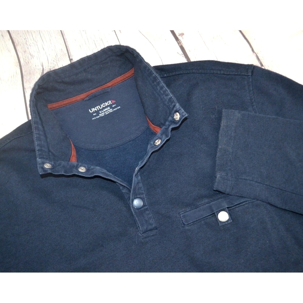 UNTUCKIT Men's‎ Parkson 1/4 Snap Cotton Blend Pullover Sweater SIZE XL Navy
